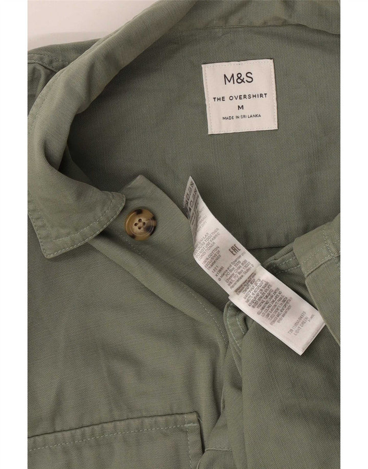 Camicia overshirt da uomo Marks & Spencer in cotone verde medio