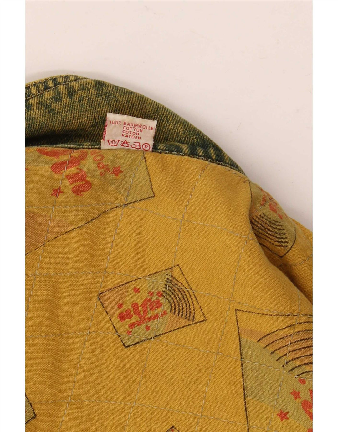 Giacca di jeans vestibilità ampia da uomo Ulfa UK 38 Cotone giallo medio anni '80