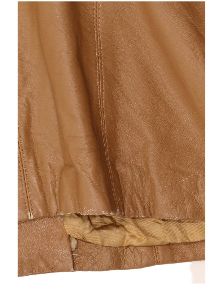 Giacca in pelle vintage da donna IT 48 XL in pelle beige