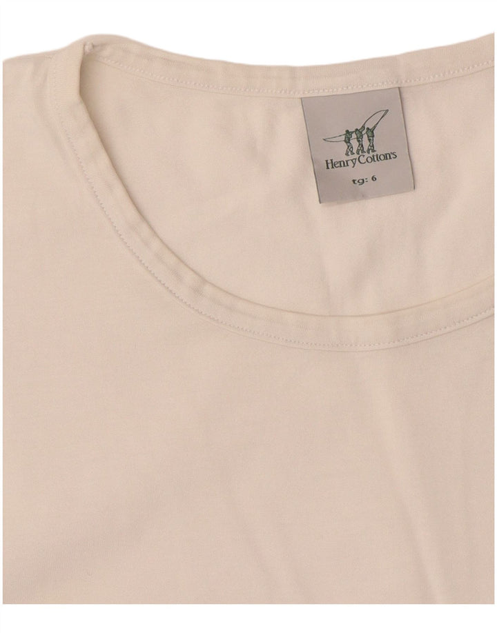 HENRY COTTONS Mens T-Shirt Top Medium Off White Cotton