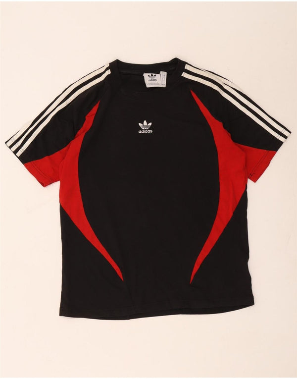 T-shirt da uomo Adidas Top Small nera in cotone color block