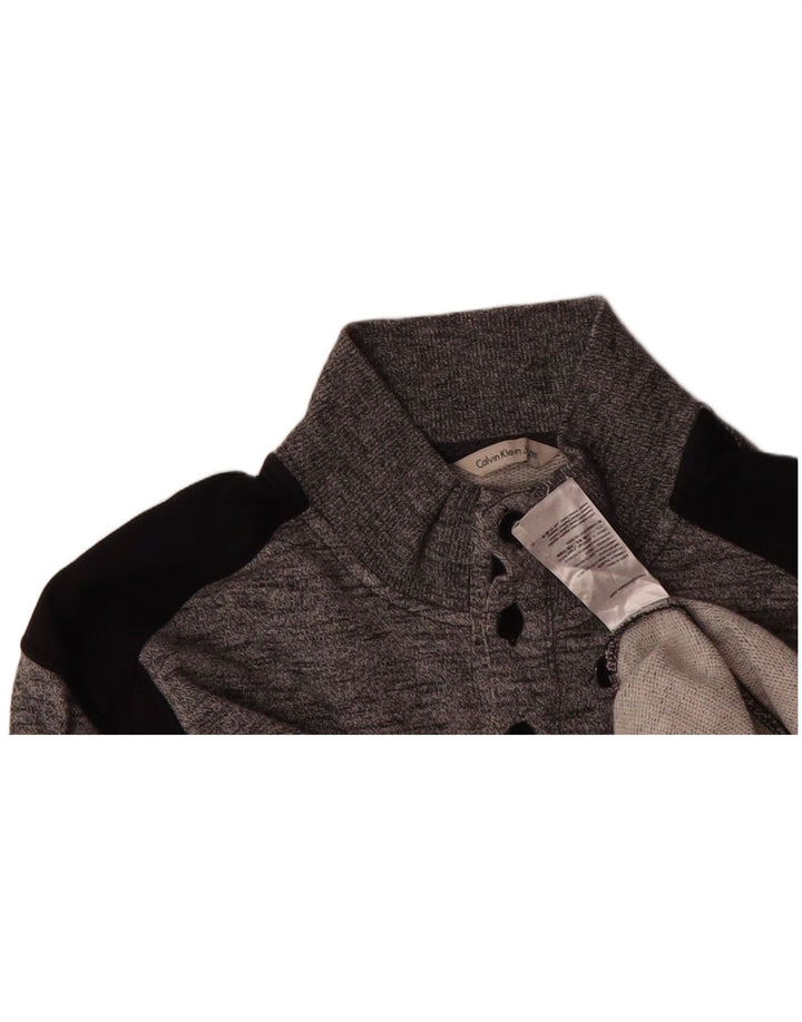 CALVIN KLEIN JEANS Mens Sweatshirt Jumper Medium Grey Colourblock