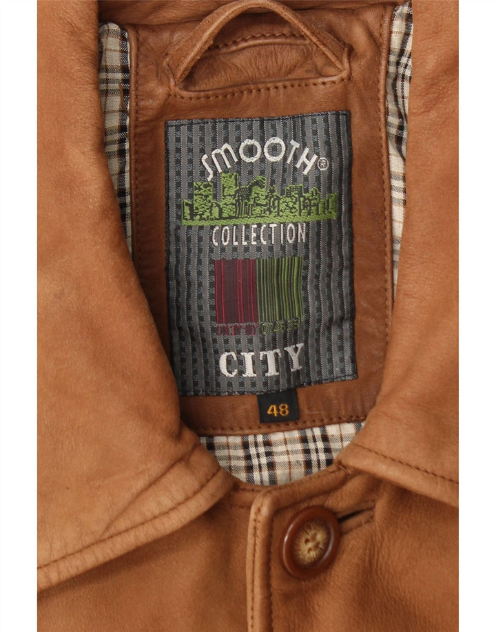 Giacca in pelle vintage da uomo IT 48 in pelle marrone medio