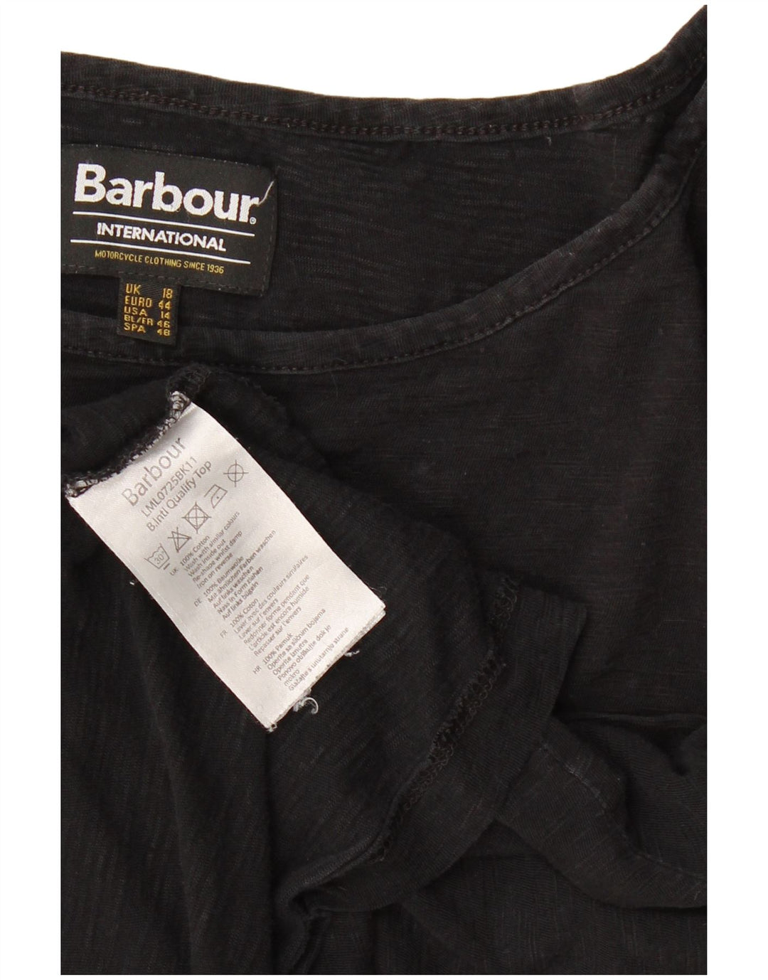 T-shirt da donna Barbour Top UK 18 XL cotone nero