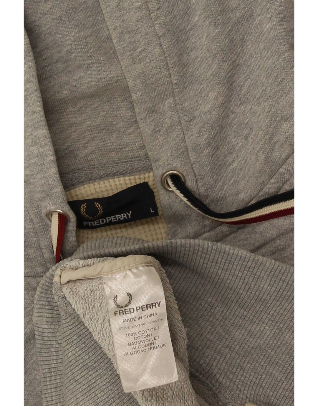 Maglione con cappuccio e zip da uomo Fred Perry grande in cotone grigio