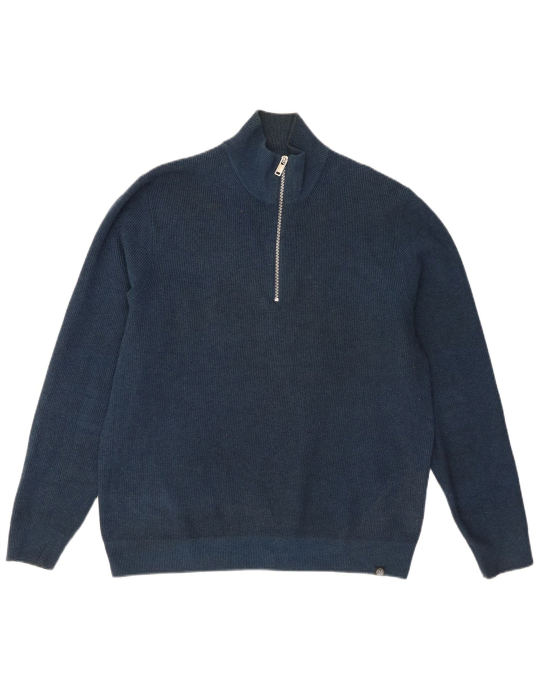 Maglione da uomo Marks & Spencer con zip e collo grande in cotone blu navy