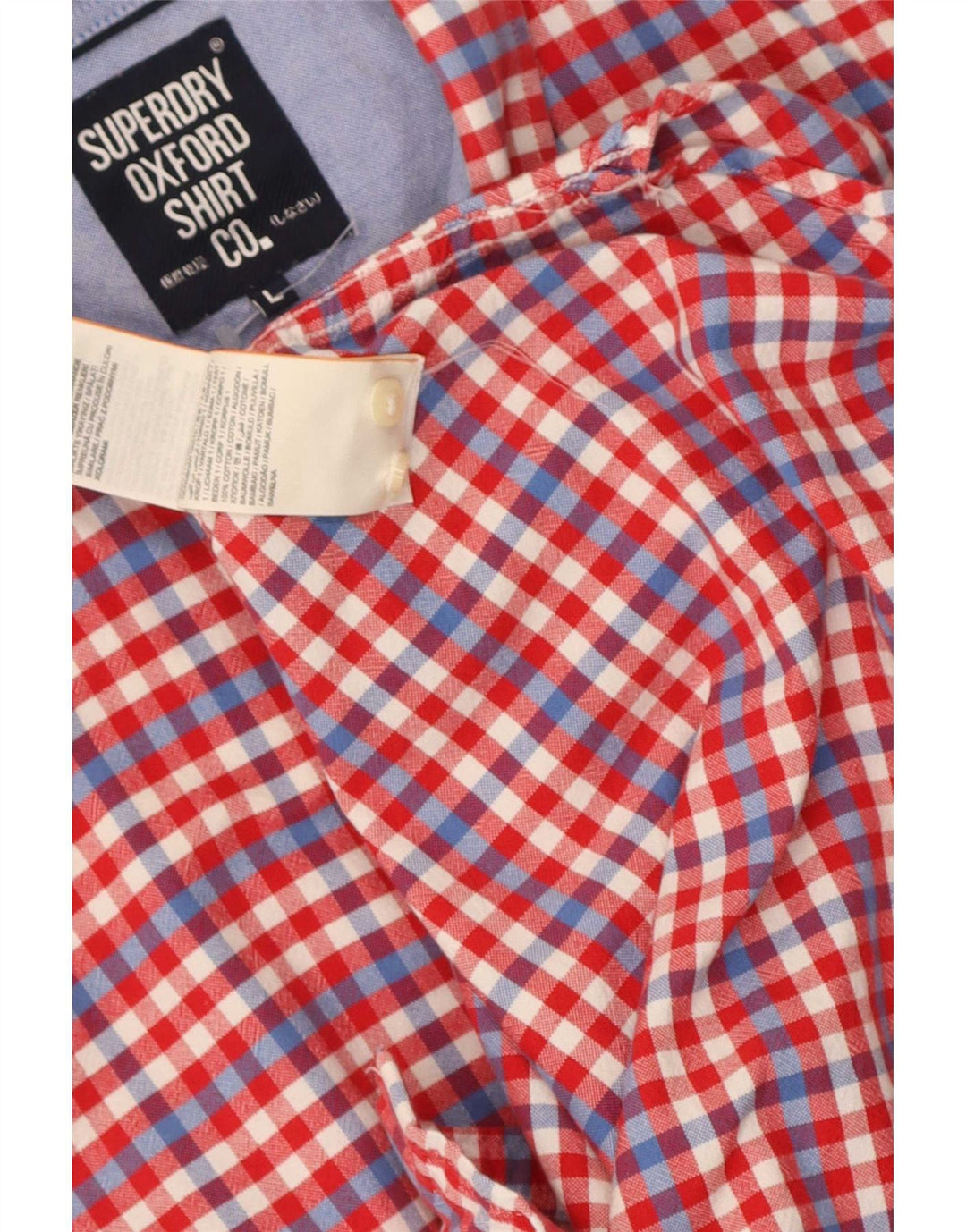 Camicia a maniche corte da uomo Superdry Large in cotone a quadretti rossi