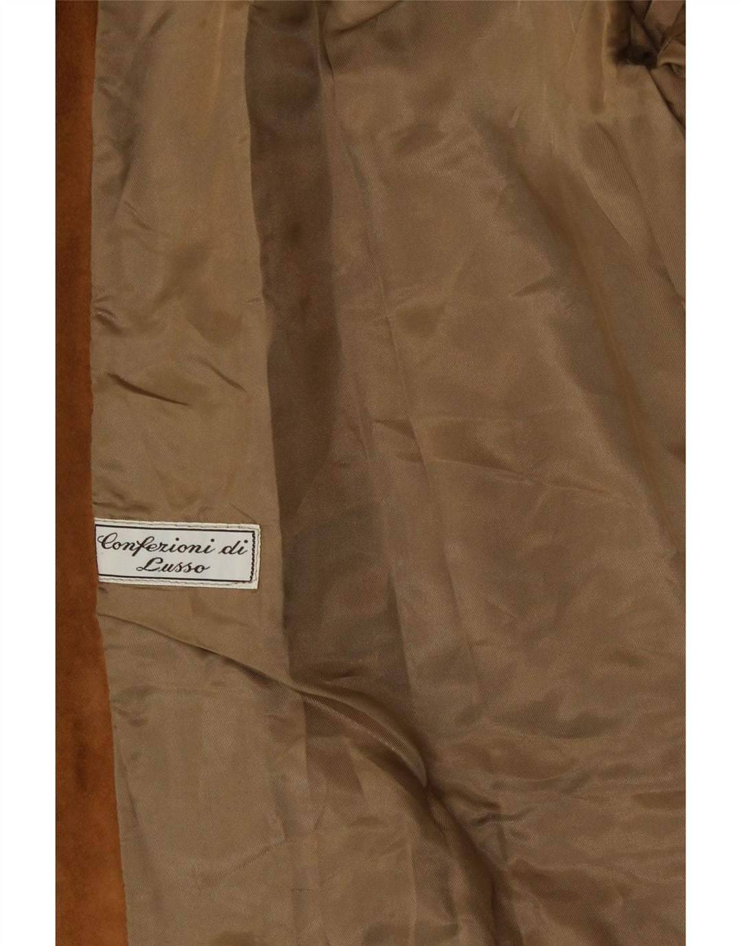 CONFEZIONI DI LUSSO Giacca blazer in pelle scamosciata da donna a 2 bottoni UK 14 Large Marrone