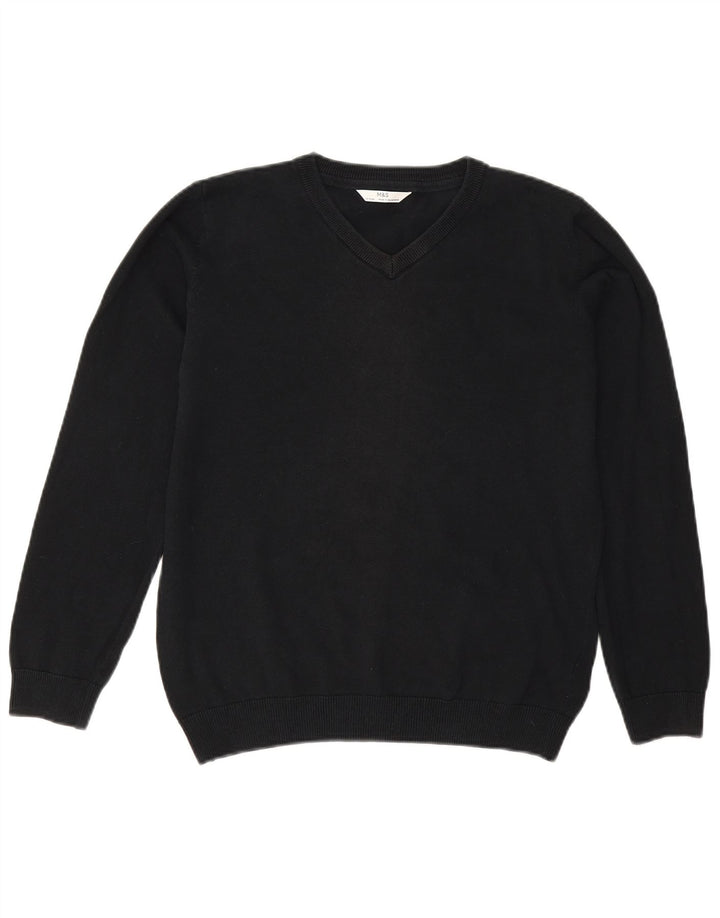 Maglione Marks & Spencer da bambino con scollo a V 13-14 anni in cotone nero