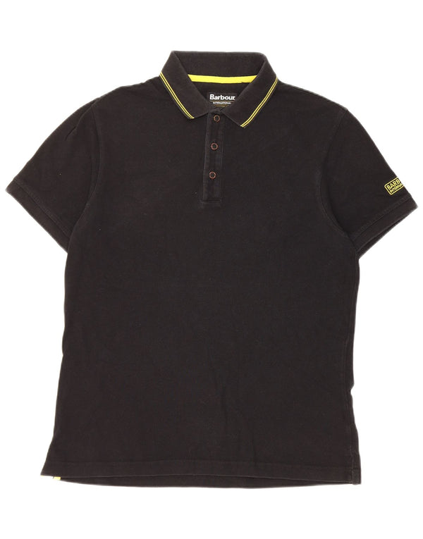 Polo da uomo Barbour in cotone a righe nere medie