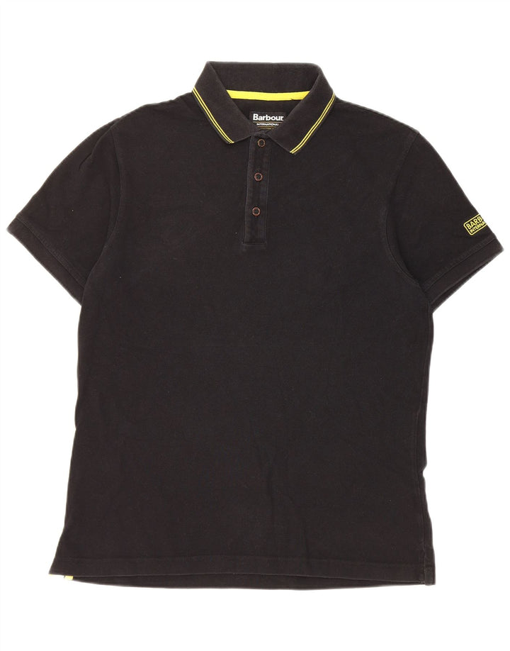 Polo da uomo Barbour in cotone a righe nere medie