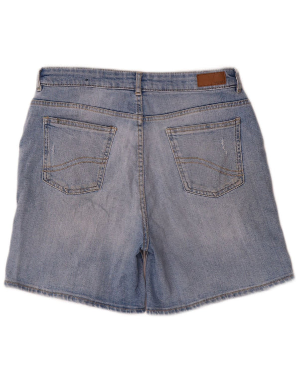 Pantaloncini in denim invecchiato da donna Fat Face UK 12 medio W30 cotone blu