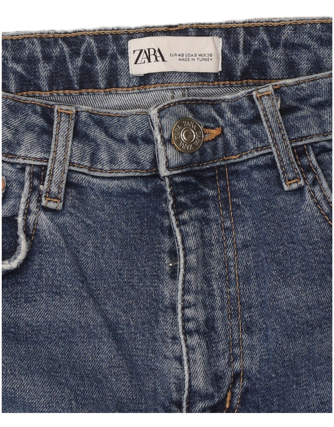 Jeans slim effetto consumato ZARA da donna EU 40 medio W30 L26 blu