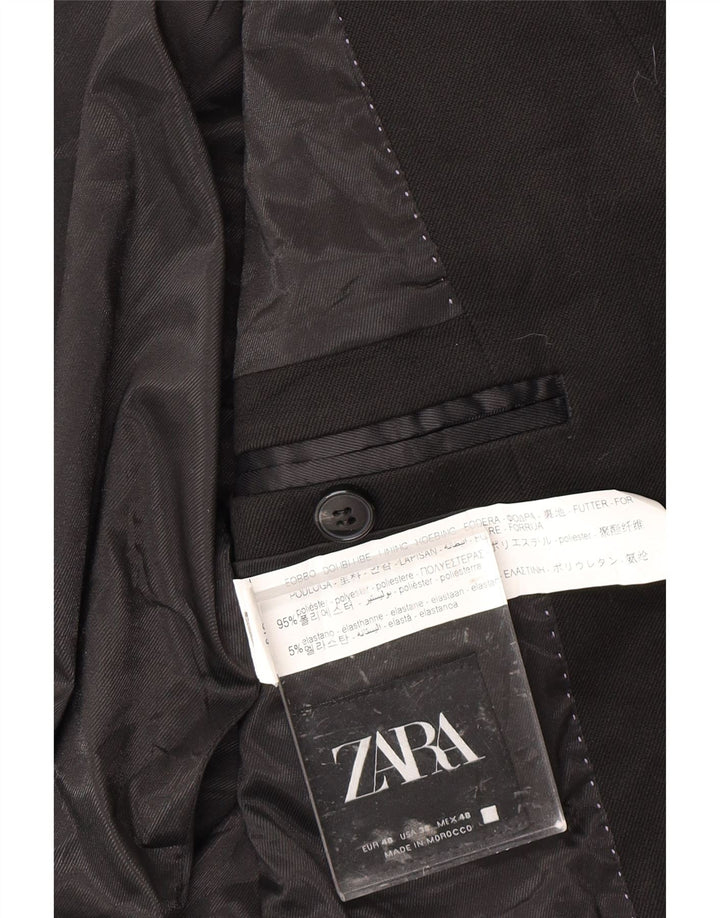 ZARA Giacca Blazer a 1 Bottone da Uomo EU 48 Medio Nero Poliestere