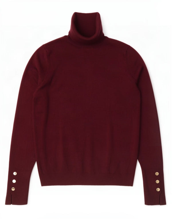 Maglione maglione collo alto da donna Zara UK 10 piccolo bordeaux