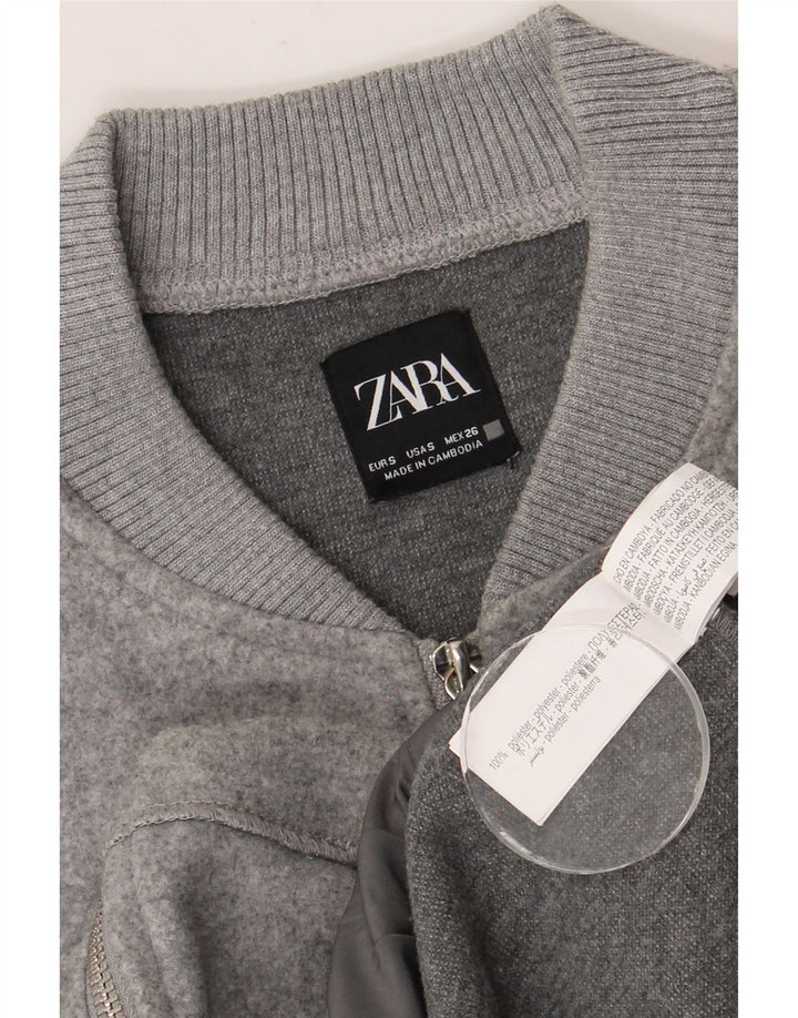 Giubbotto bomber oversize corto da donna Zara UK 10 piccolo poliestere grigio