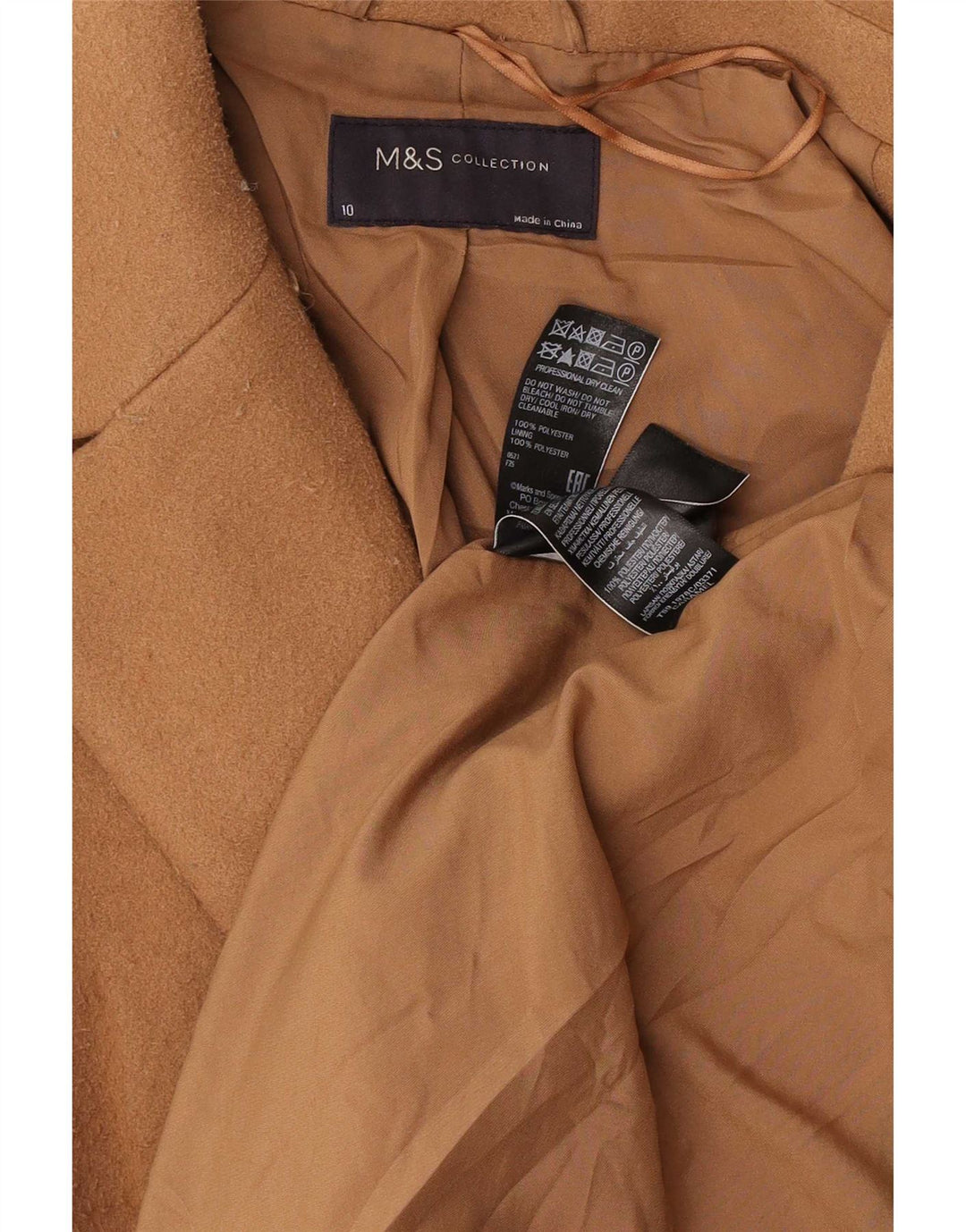 Soprabito oversize da donna Marks & Spencer UK 10 piccolo poliestere marrone