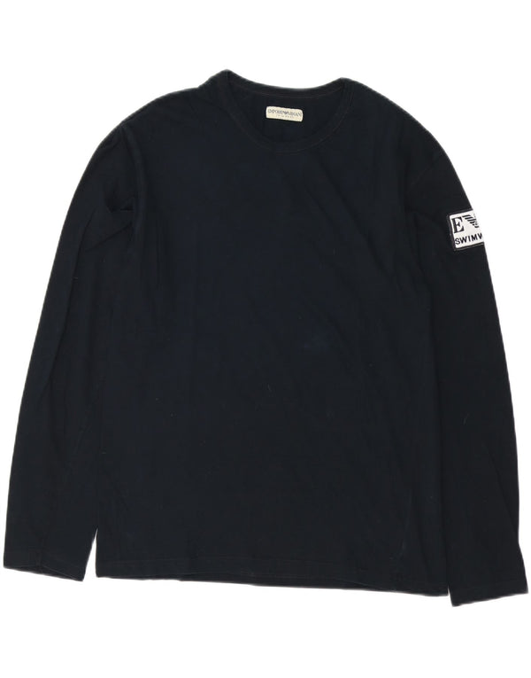 EMPORIO ARMANI Top grafico da uomo manica lunga piccolo cotone nero