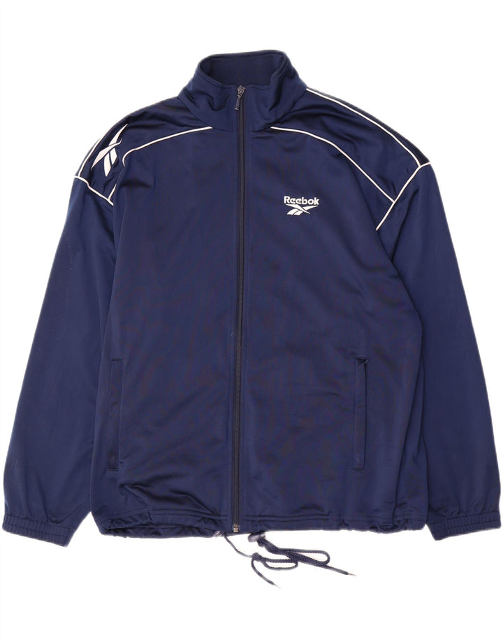 Giacca da tuta da uomo REEBOK vestibilità ampia, piccola, in poliestere blu navy