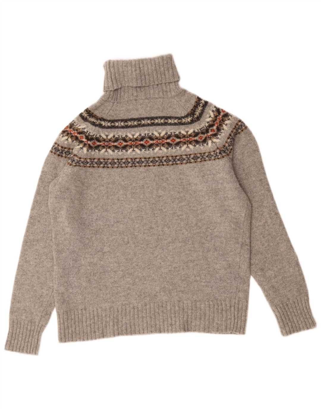 Maglione maglione collo alto da donna Zara UK 14 Grigio medio Fair Isle