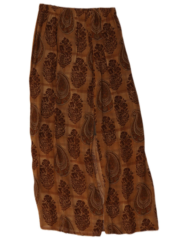 Gonna lunga da donna vintage W26 piccola marrone Paisley