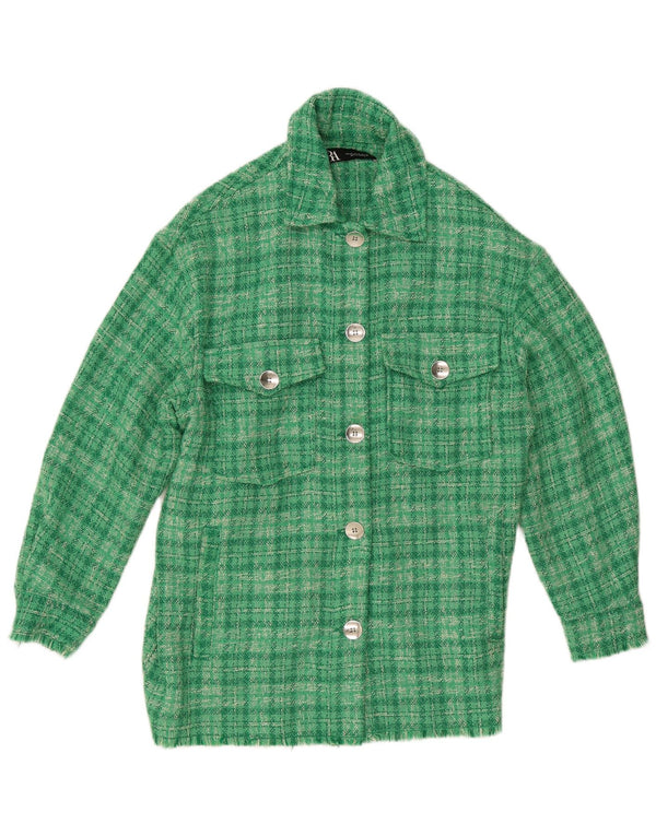 Giubbotto bomber oversize da donna Zara UK 6 XS poliestere a quadri verdi