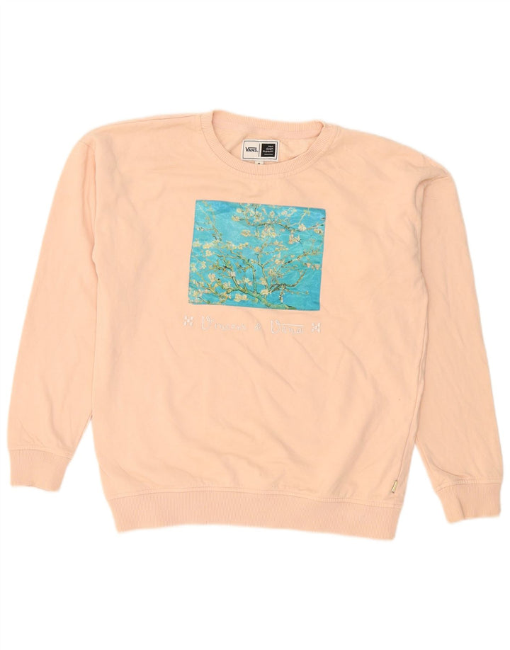 Felpa con grafica da uomo Vans, maglione, cotone rosa medio