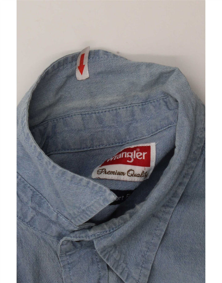 Camicia di jeans da uomo Wrangler grande in cotone blu