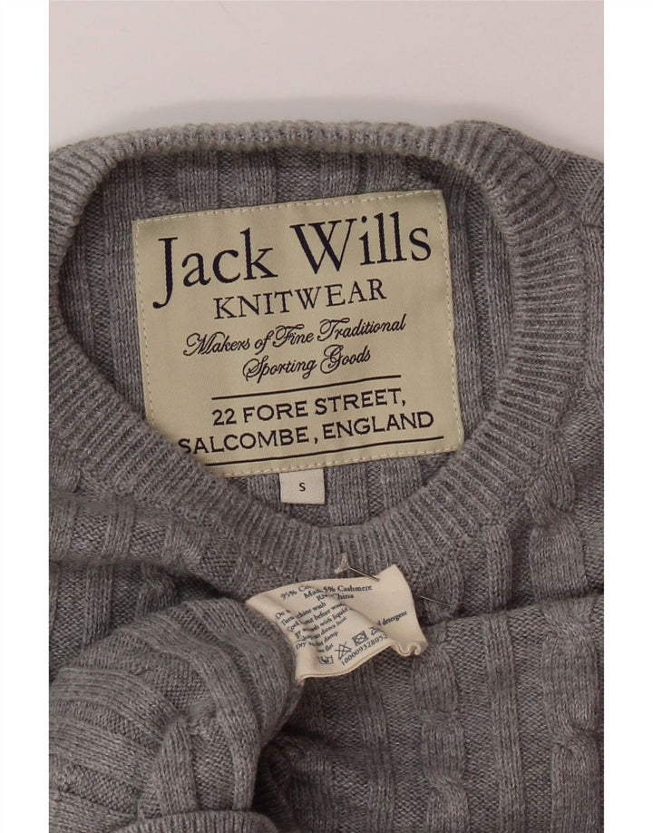 JACK WILLS Maglione girocollo da uomo piccolo in cotone grigio