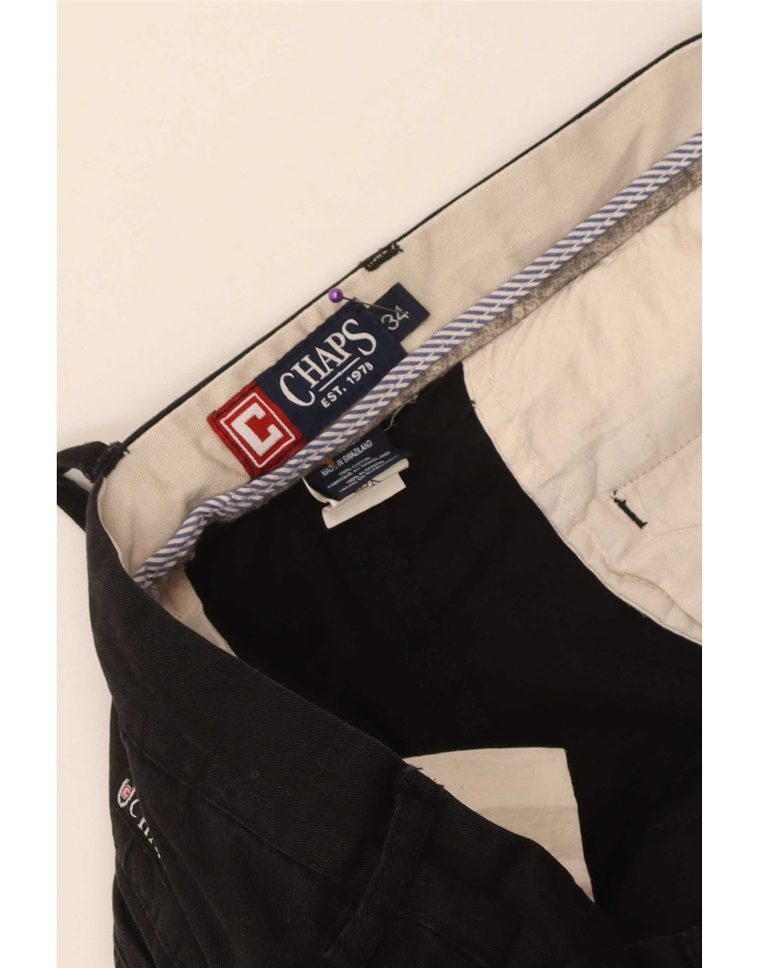 Pantaloncini chino da uomo Chaps W34 grandi in cotone nero