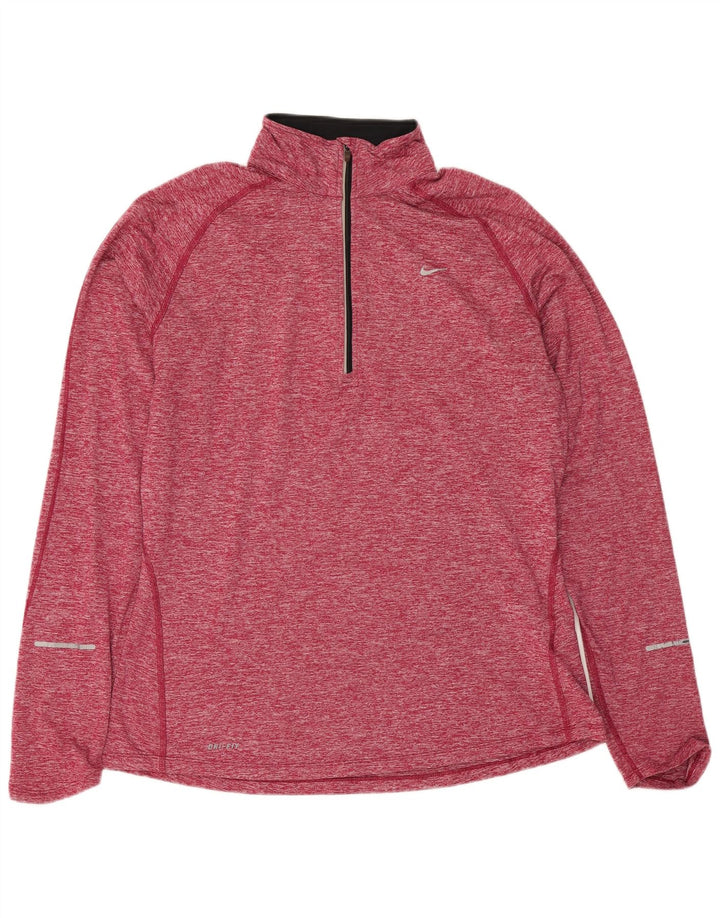 Top della tuta pullover da donna Nike UK 16 grande poliestere chiazzato rosso
