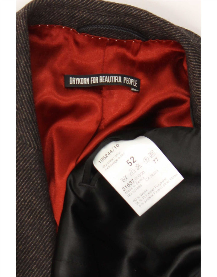 Giacca blazer da uomo a 2 bottoni Drykorn IT 52 XL lana marrone