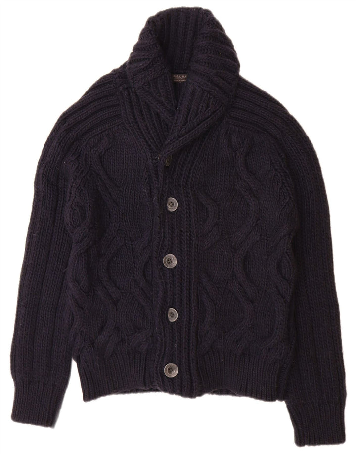 Maglione cardigan da uomo Zara medio acrilico blu navy