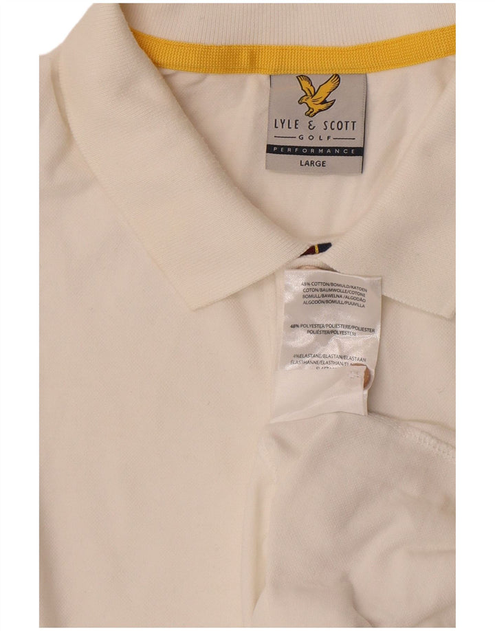 Polo grafica da uomo Lyle & Scott grande in cotone bianco
