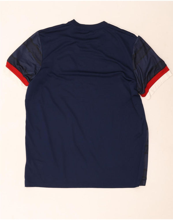 T-shirt grafica Adidas da uomo Ferrari Top XL poliestere a righe blu navy