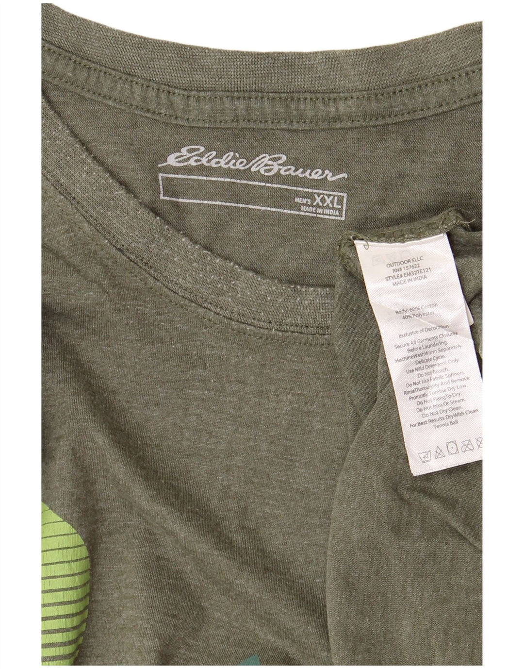 T-shirt grafica da uomo Eddie Bauer Top 2XL cotone kaki