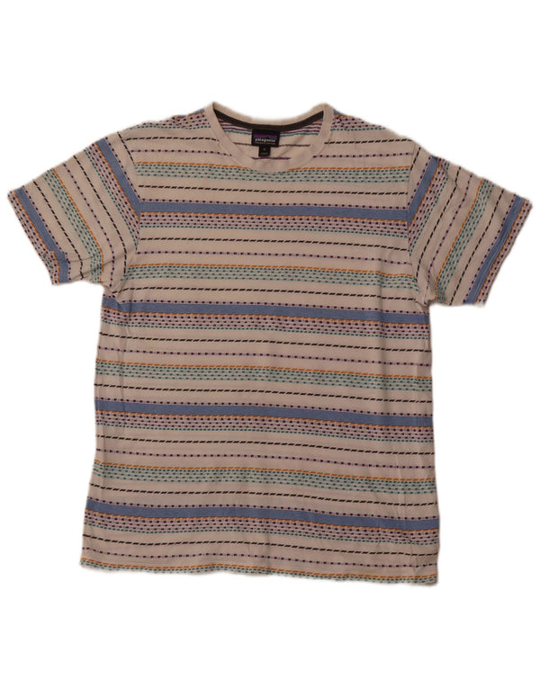 T-shirt da uomo Patagonia Top in cotone a righe bianco sporco medio