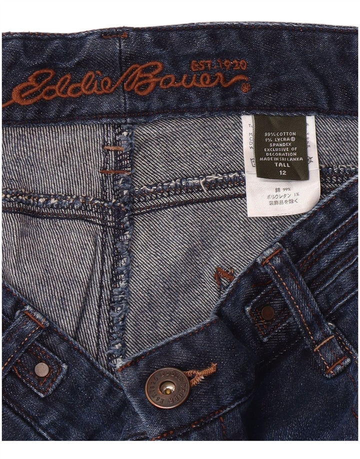 EDDIE BAUER Jeans Capri alti da donna US 12 Large W34 L23 Cotone blu navy