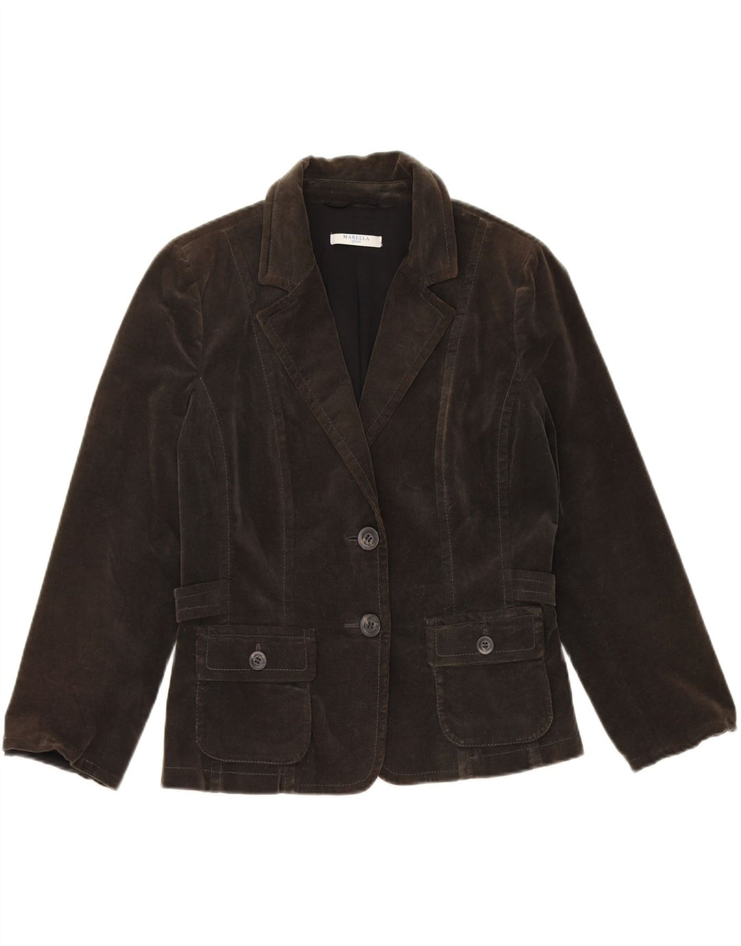 Giacca blazer in velluto a 2 bottoni da donna Marella UK 10 piccola in cotone grigio