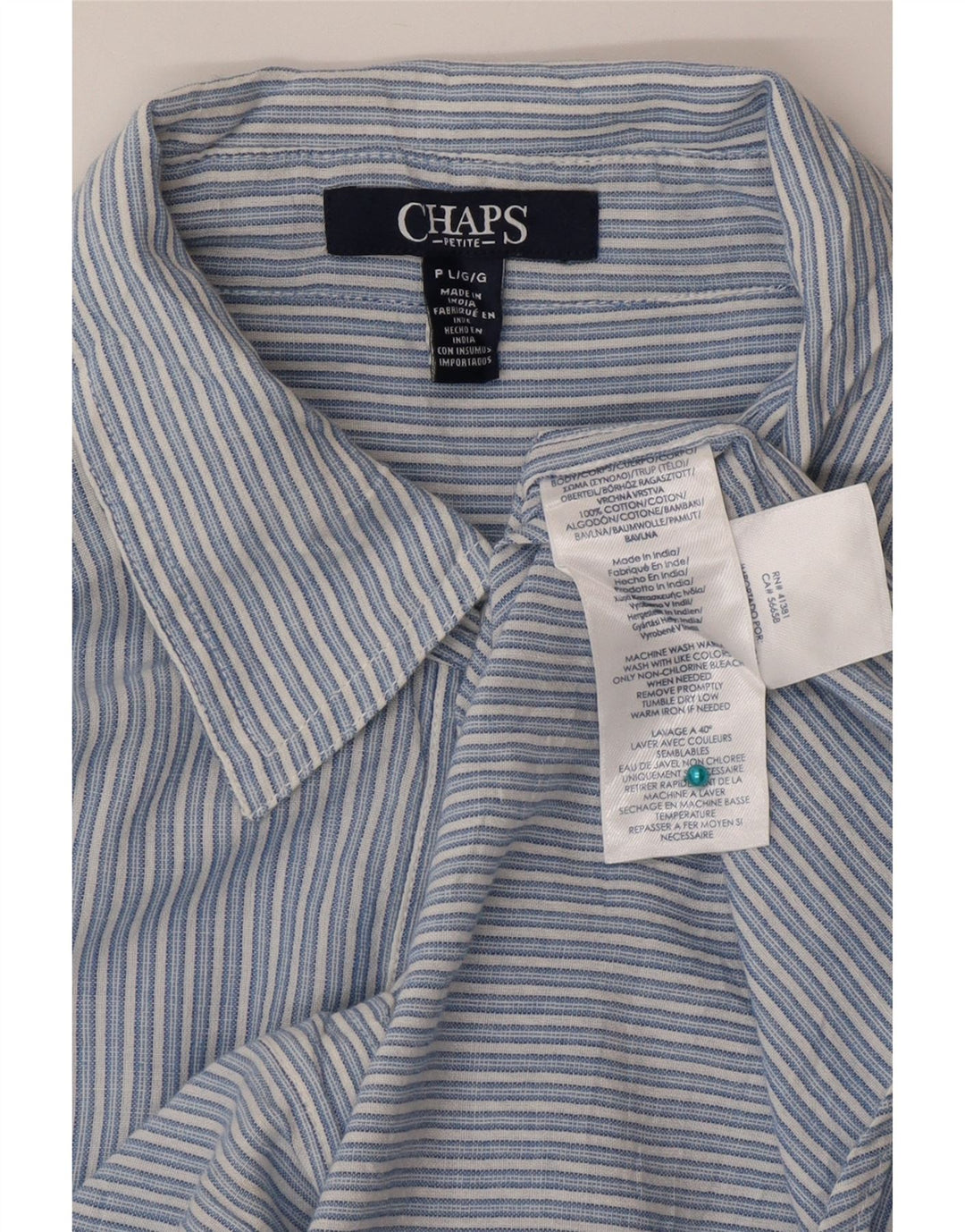 Camicia Petite da donna Chaps UK 16 Cotone a righe grandi blu