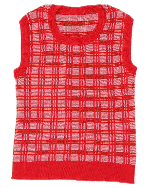 Canotta vintage da donna IT 46 a quadri rossi grandi