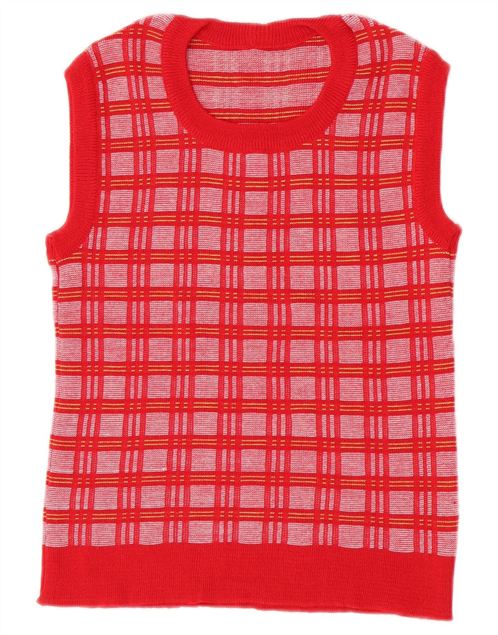 Canotta vintage da donna IT 46 a quadri rossi grandi