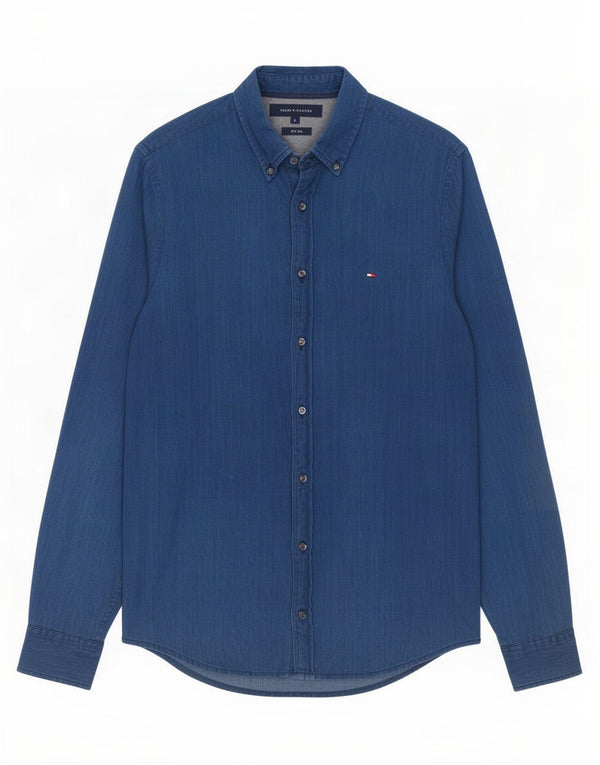 Camicia slim fit da uomo Tommy Hilfiger piccola in cotone blu navy