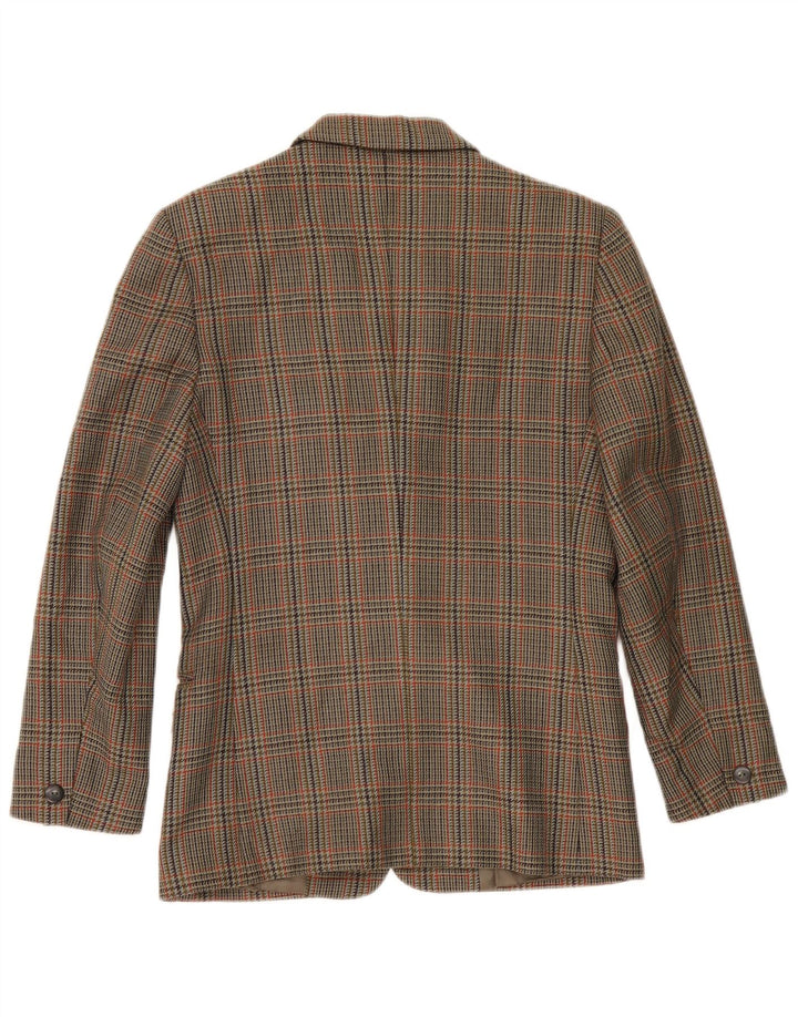 Giacca blazer vintage da donna a 2 bottoni IT 42 in lana pied de poule verde medio
