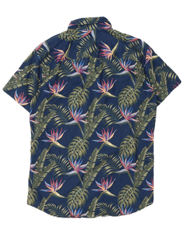 Camicia a maniche corte da uomo Jack & Jones grande hawaiana in cotone floreale blu