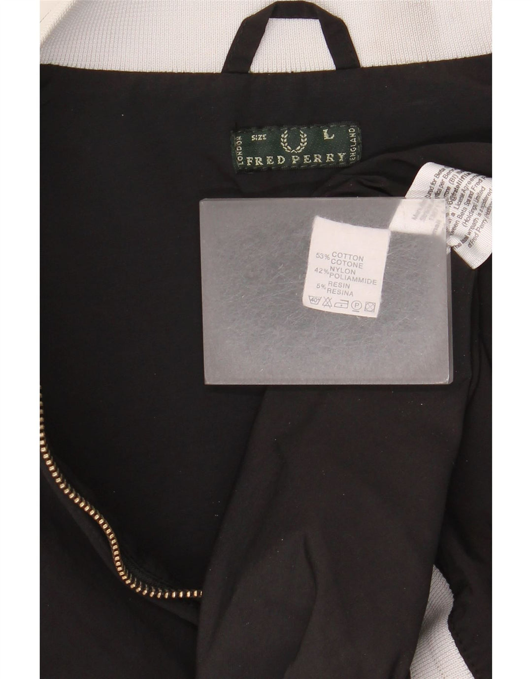 Giacca da tuta da donna Fred Perry UK 16 Large in cotone color block nero