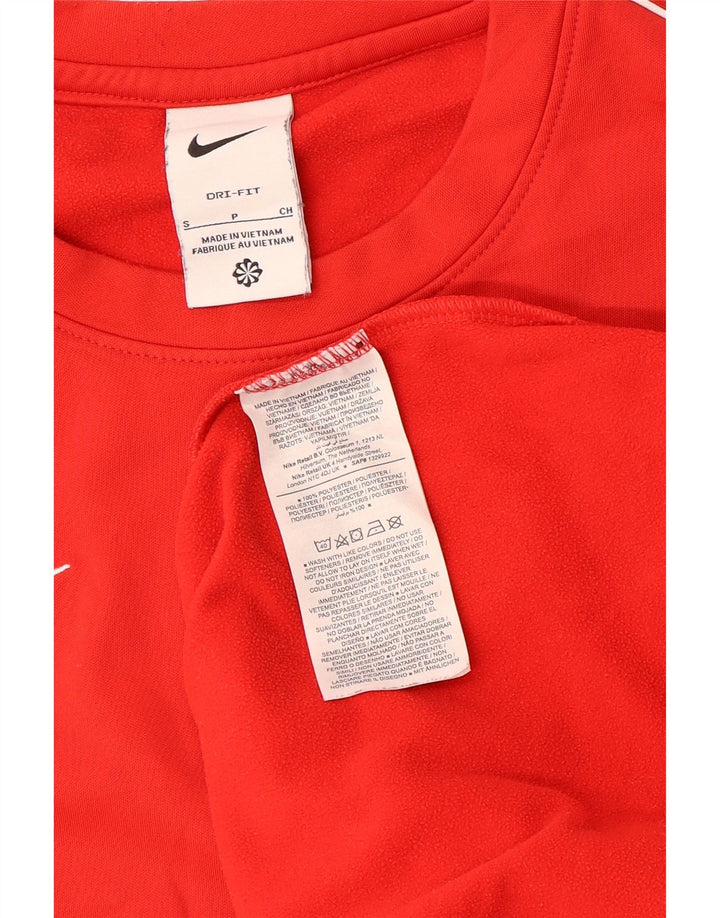 Maglia Nike Dri Fit da uomo a manica lunga piccola rossa in poliestere