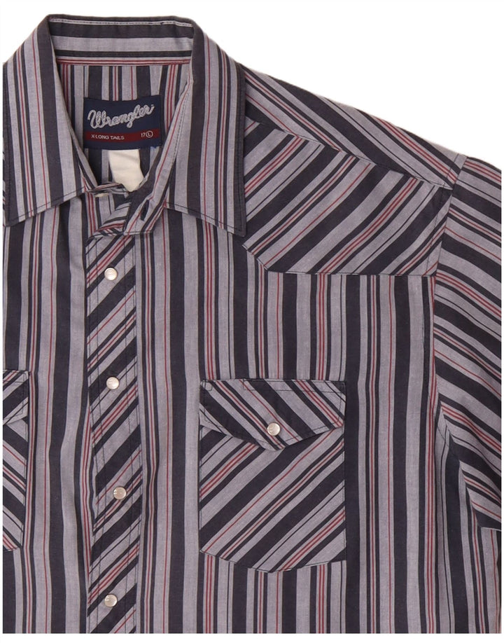 Camicia a maniche corte da uomo Wrangler taglia 17 XL a righe blu
