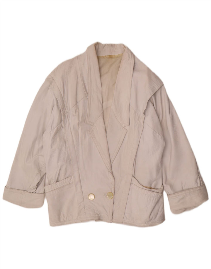 Giacca blazer doppiopetto oversize da donna vintage UK 14 bianca media