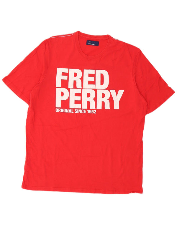 T-shirt grafica da uomo Fred Perry Top grande in cotone rosso
